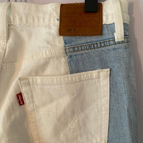 Levi's 501 Premium Taper Jeans Cotton Button Fly White Blue Women's size 28 x 26 - Picture 6 of 13